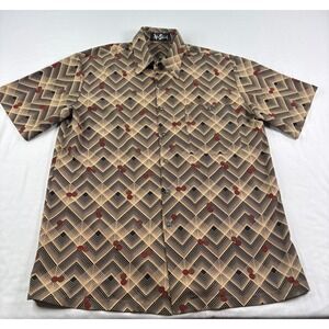 Vintage Alan Stuart Shirt Mens M Button Up Geometric Rockabilly Casual